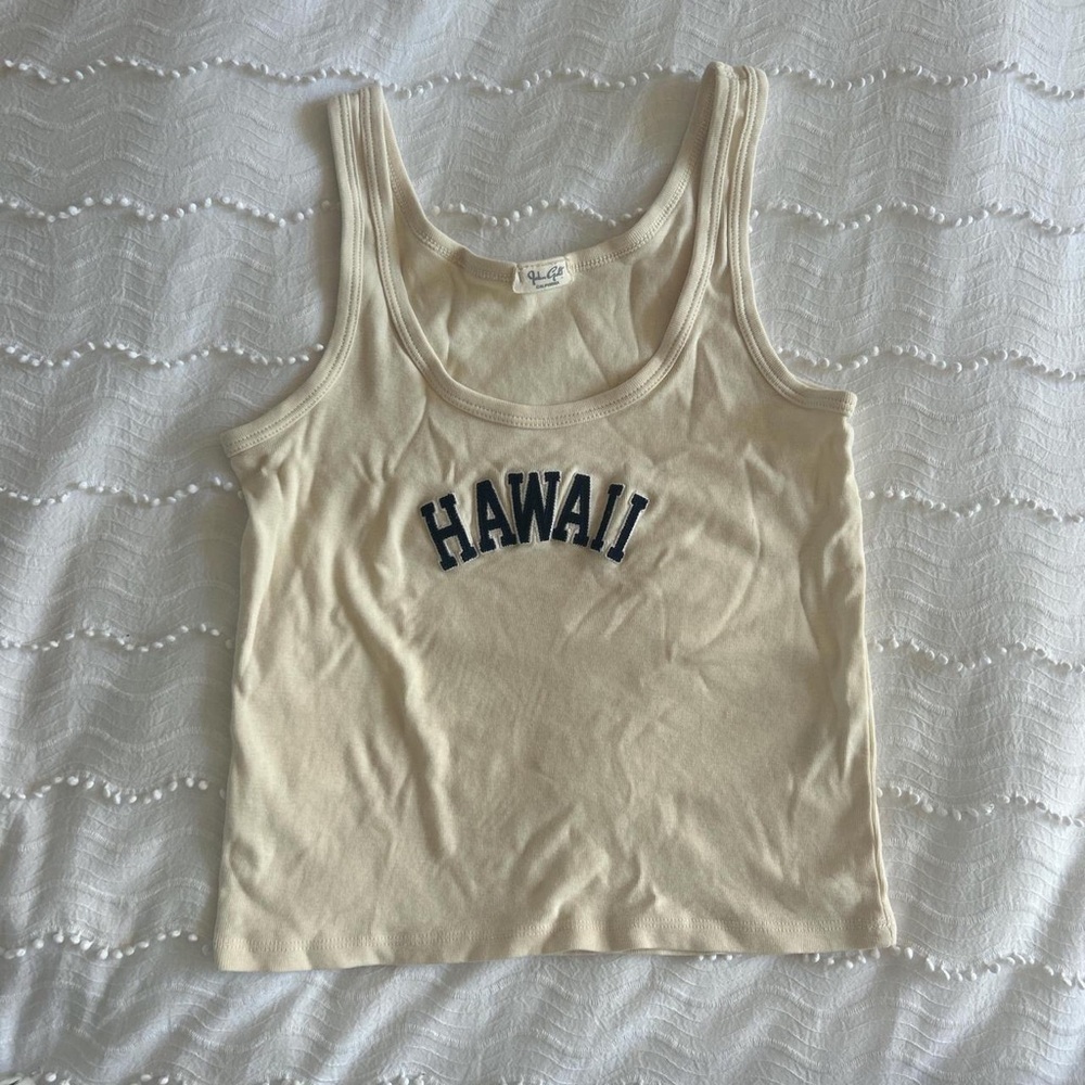 Brandy Melville Women's Cream and Tan Vest